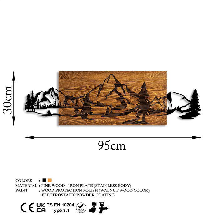 Wallity Mountain Range Escultura de Pared en Nogal y Negro Wallity Mountain Range Escultura de Pared en Nogal y Negro